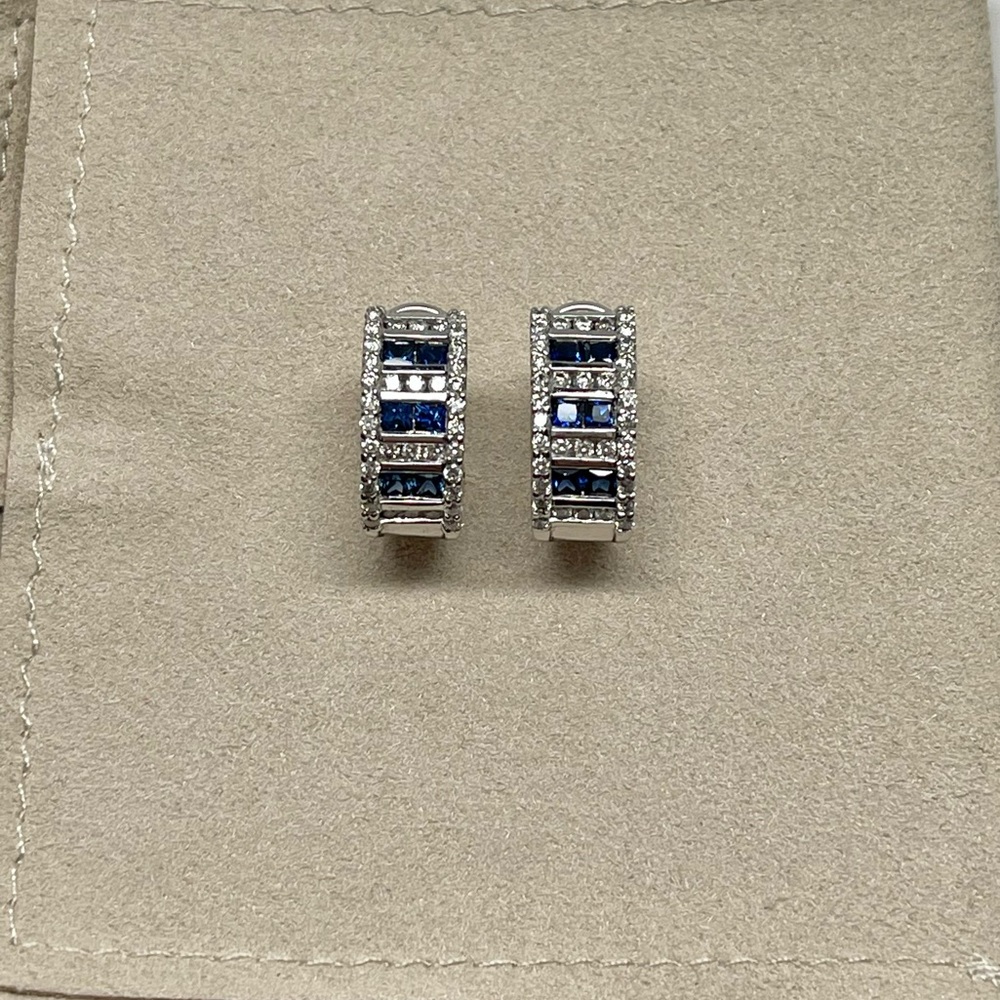14K White Gold, Sapphire and Diamond Earrings